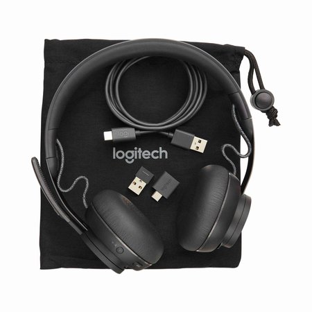 LOGITECH Zone Wireless Plus-MSFT Binaural Over-the-Head Headset, Black 981000858